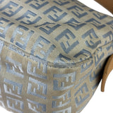 Fendi Leather Light Blue Trim Zucca Baguette