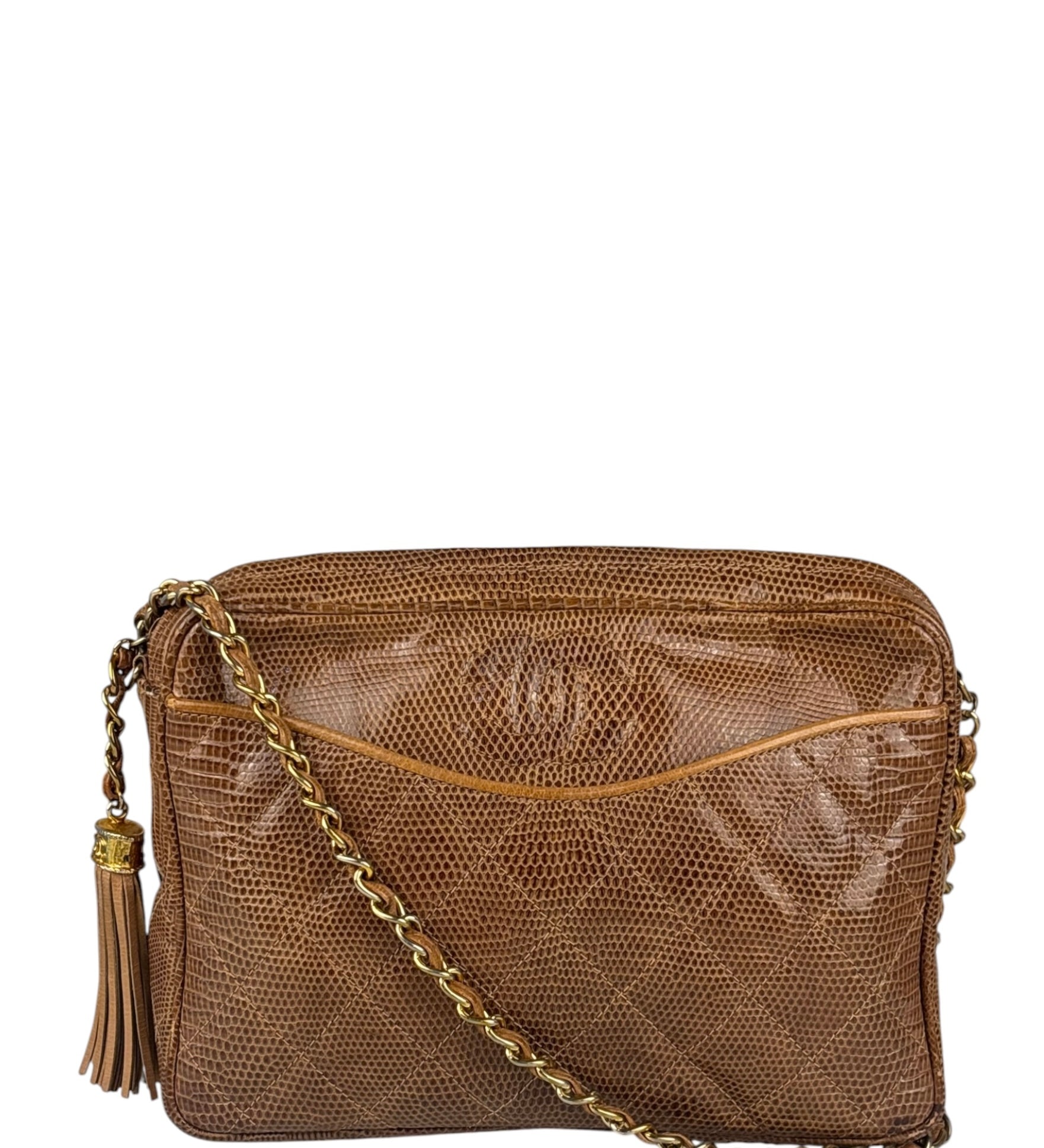 Chanel Vintage Leather Lizard Tassel Camera Case - 1987