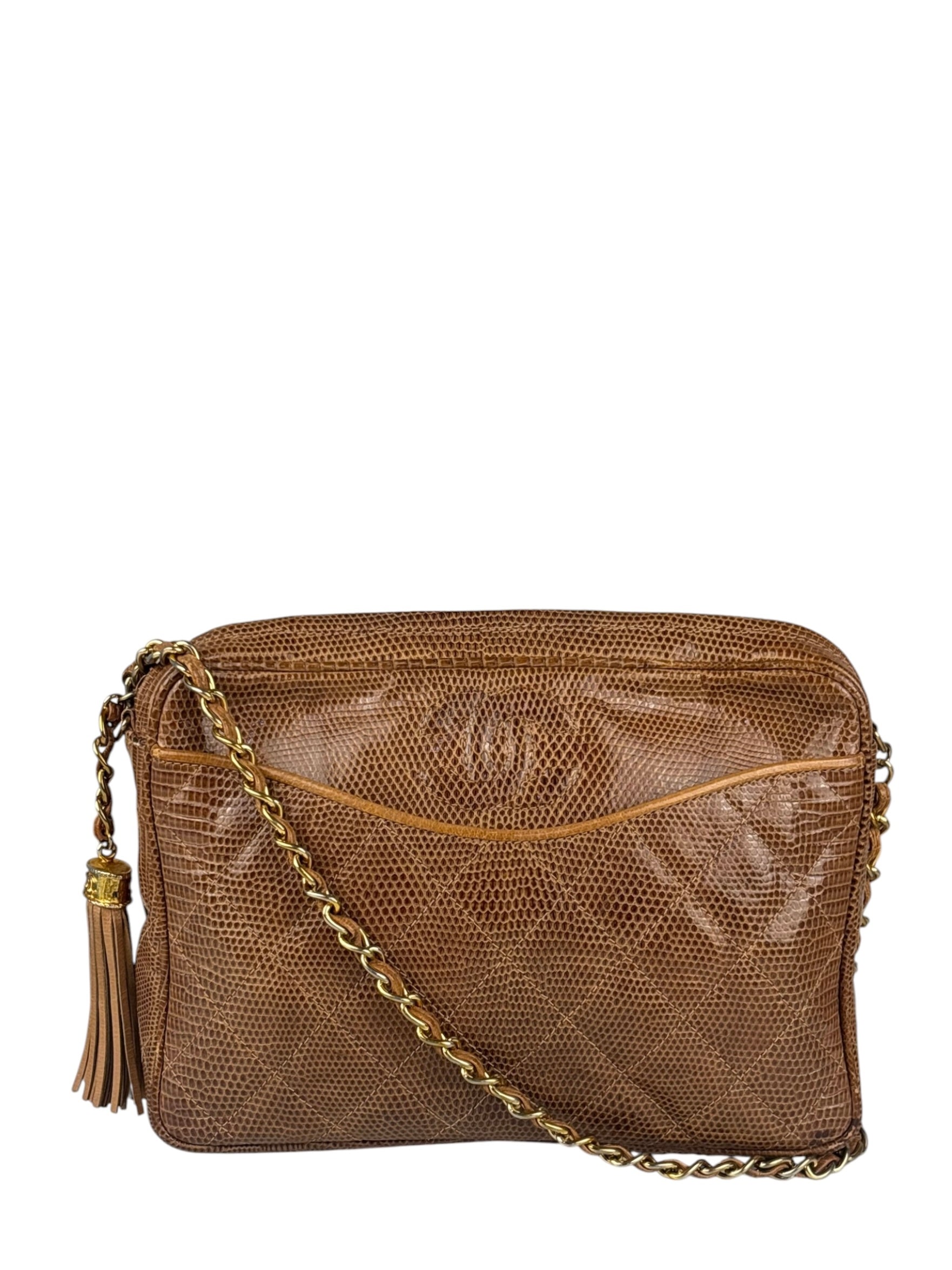 Chanel Vintage Leather Lizard Tassel Camera Case - 1987