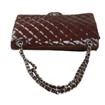 Chanel Burgundy Patent Leather Double Flap Maxi Jumbo Shoulder Bag