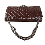 Chanel Burgundy Patent Leather Double Flap Maxi Jumbo Shoulder Bag