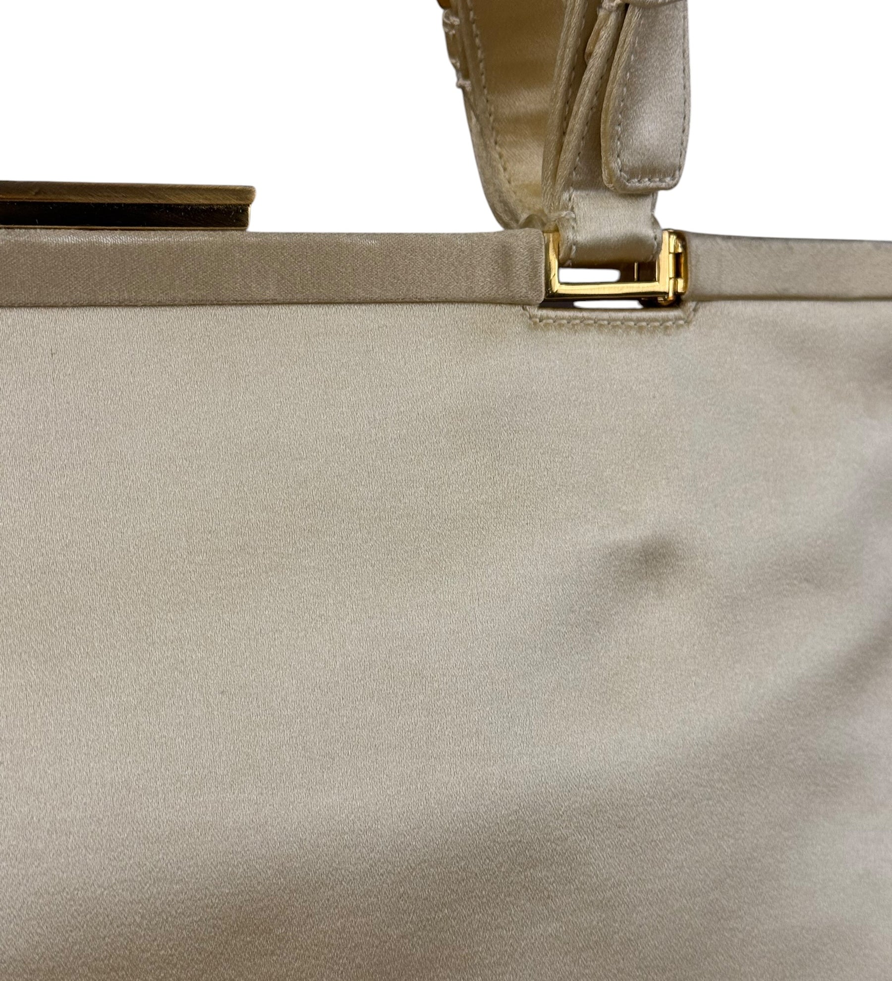 Prada Pastel Yellow Satin Vintage Kiss Lock Handbag