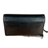 Balenciaga Black Leather Flap Wallet on Chain Bag