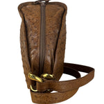 Loewe Vintage Brown Ostrich Print Leather Triangular Shoulder Bag