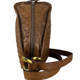 Loewe Vintage Brown Ostrich Print Leather Triangular Shoulder Bag