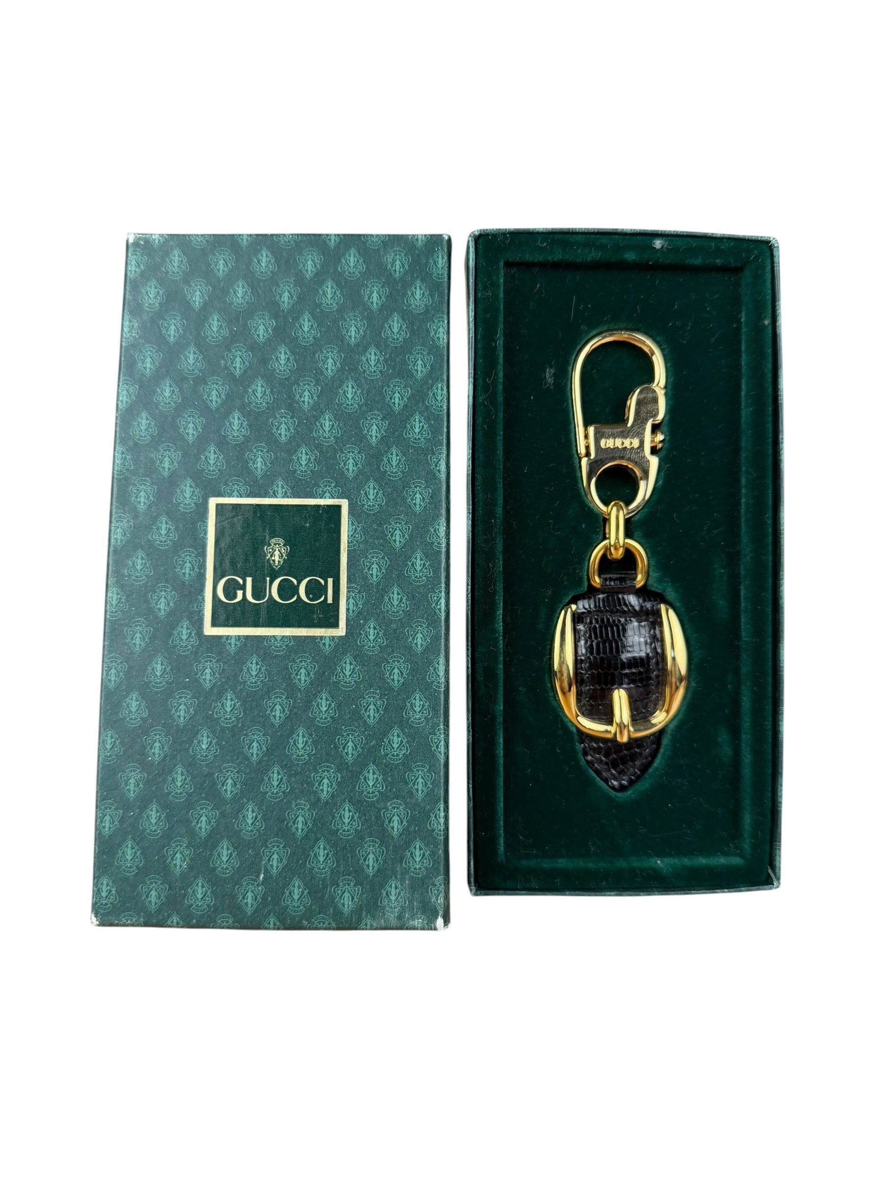 Gucci Vintage Leather/Metal Equestrain Stirrup Keychain