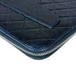 Chanel Black Quilted Caviar Leather Tablet Clutch Case