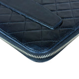 Chanel Black Quilted Caviar Leather Tablet Clutch Case