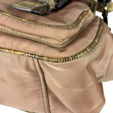 Prada Soft Dusty Rose Tessuto Nylon Snakeskin Trim Multi-Pocket Shoulder Bag