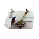 Gucci White Leather Queen Margaret Bee Embellished Shoulder Bag