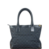 Gucci Black Leather Trim GG Canvas Tote Bag