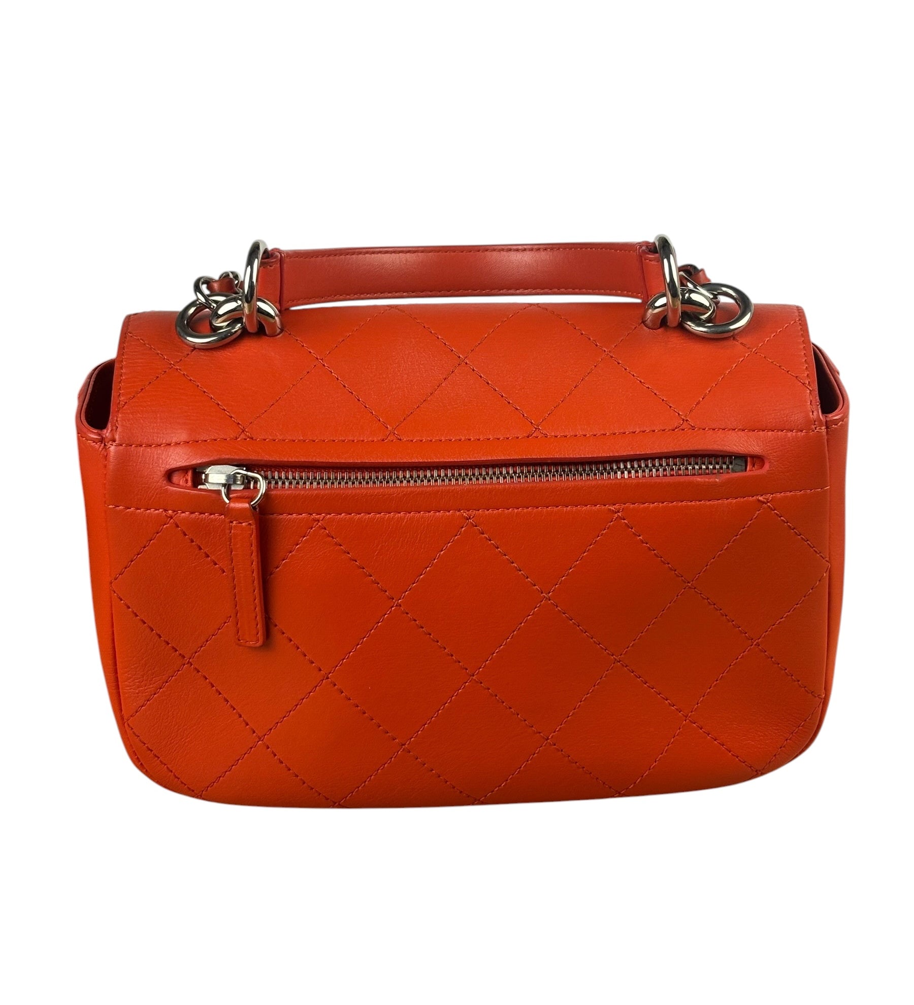 Chanel Red Quilted Calfskin Small Ring My Flap Crossbody Bag 2017