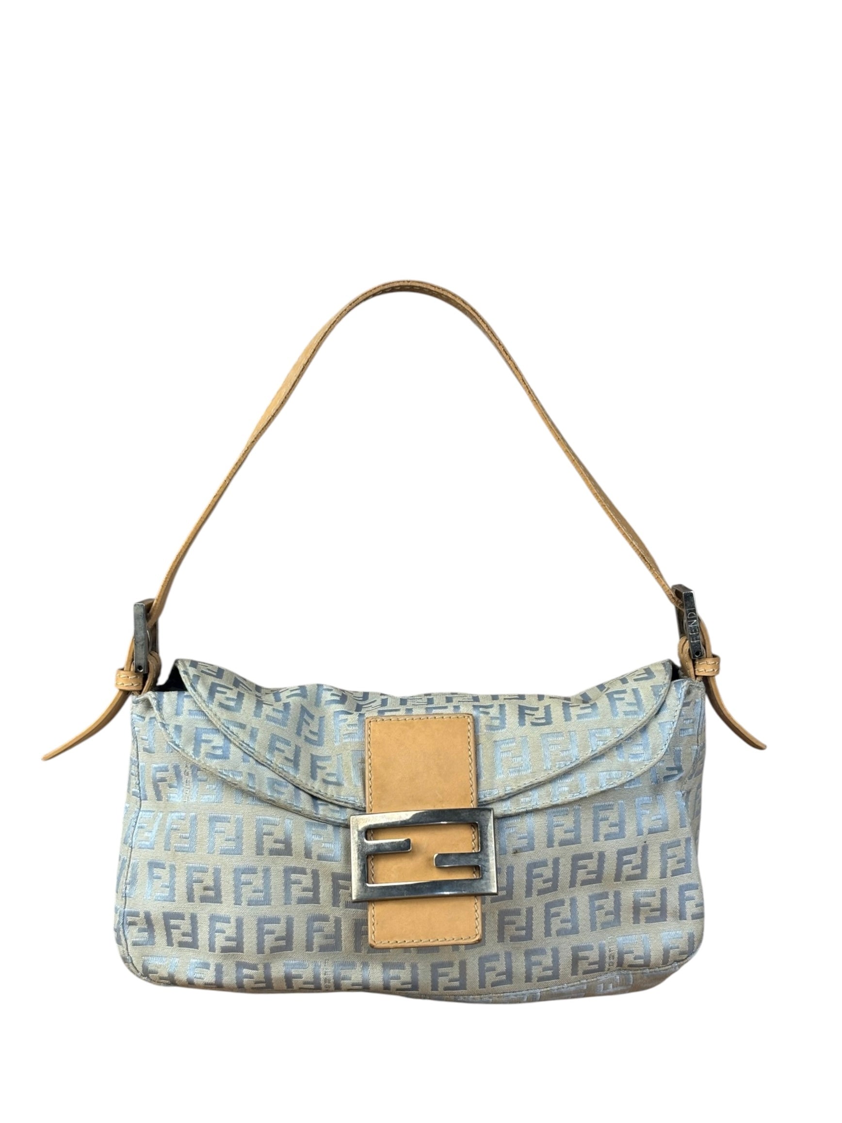 Fendi Vintage Blue Zucca Print Baguette