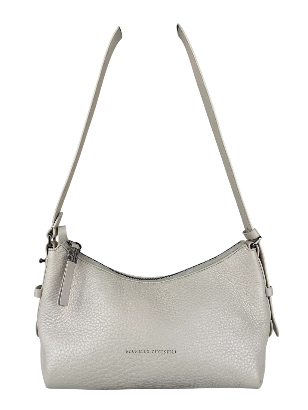 Brunello Cucinelli Ivory Grained Leather Shoulder Bag