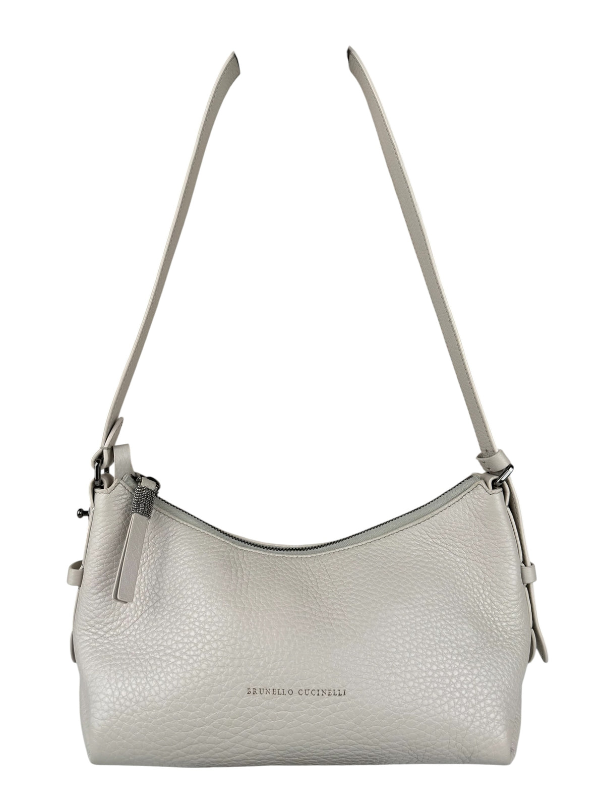 Brunello Cucinelli Ivory Grained Leather Shoulder Bag