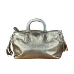 Prada Vintage Metallic Gold Leather Satchel Handbag