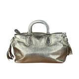 Prada Vintage Metallic Gold Leather Satchel Handbag