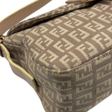Fendi Rose Beige  Leather Trim Zucca Baguette