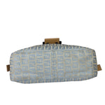 Fendi Leather Light Blue Trim Zucca Baguette