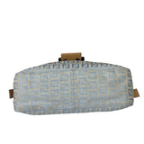 Fendi Leather Light Blue Trim Zucca Baguette