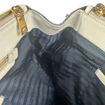 Prada Denim White Leather Trim Saffiano Handbag