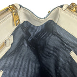 Prada Denim White Leather Trim Saffiano Handbag