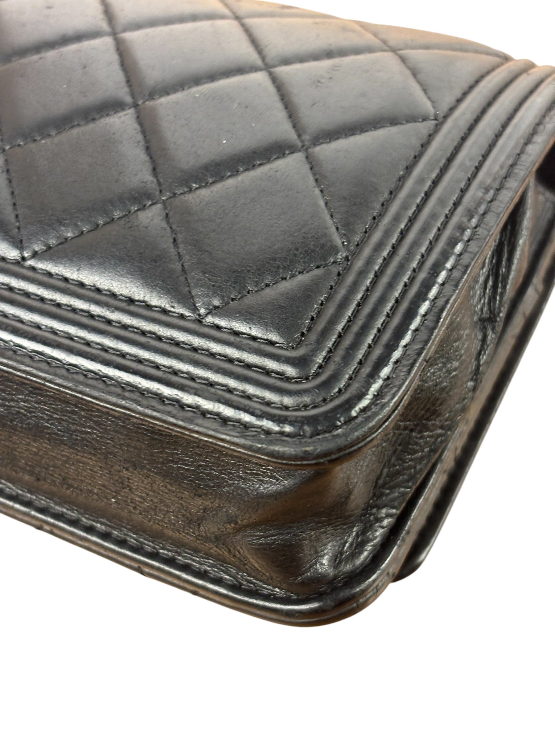 Chanel Black Quilted Lambskin Boy Flap Wallet On Chain 2014