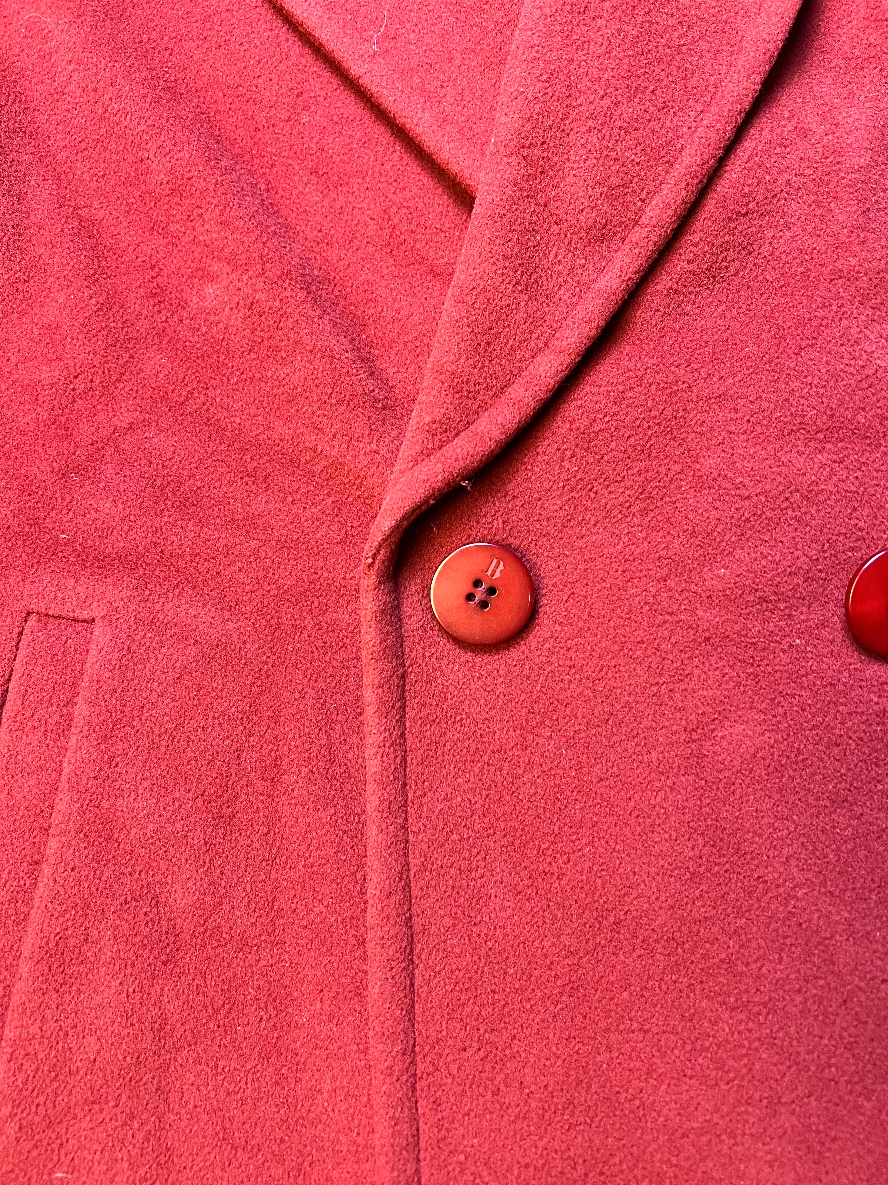 Burberry Vintage Dark Red Wool Mid Length Coat