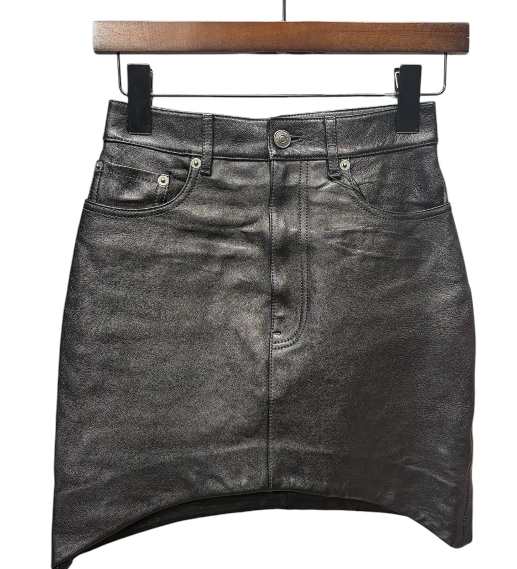 Balenciaga Black Leather Mini Skirt