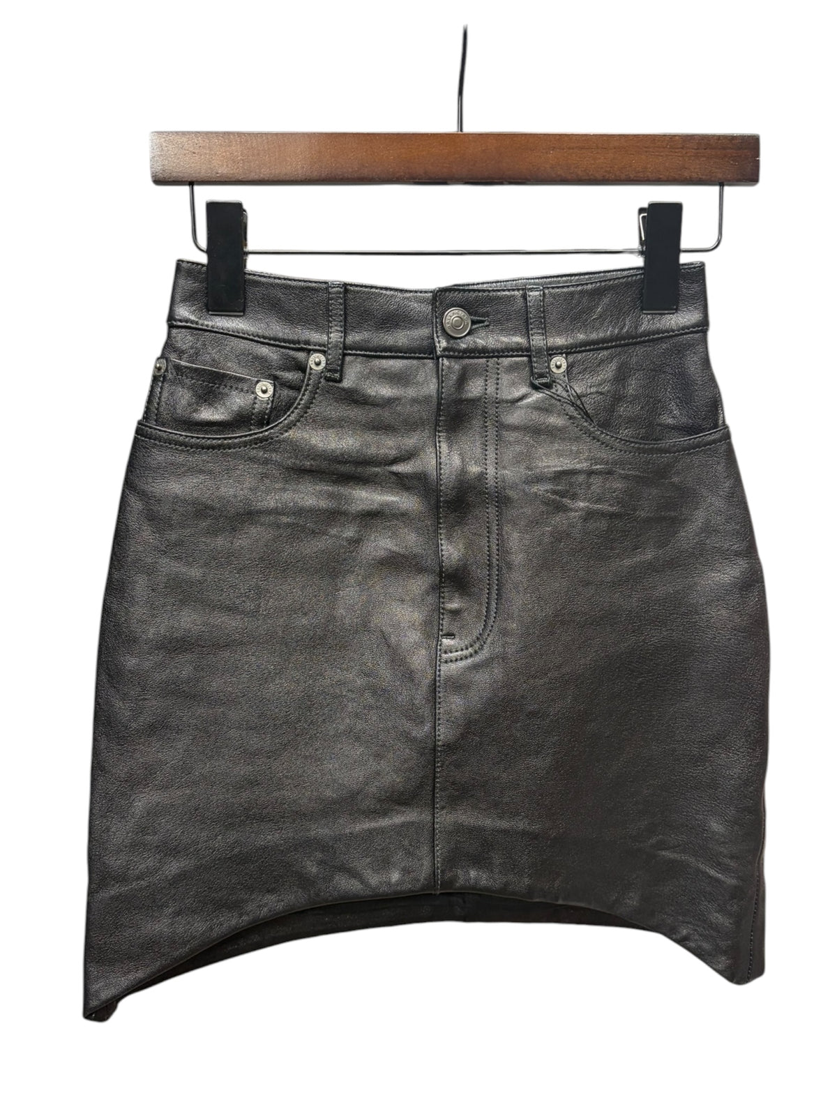 Balenciaga Black Leather Mini Skirt