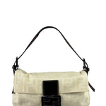 Fendi Vintage FF Ivory Canvas Baguette Shoulder Bag