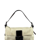 Fendi Vintage FF Ivory Canvas Baguette Shoulder Bag