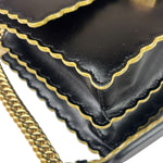 Fendi Black Leather Kan I Scallop Edge Flap Bag