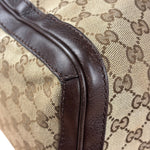 Gucci GG Leather Trim Canvas Techno Boston Handbag