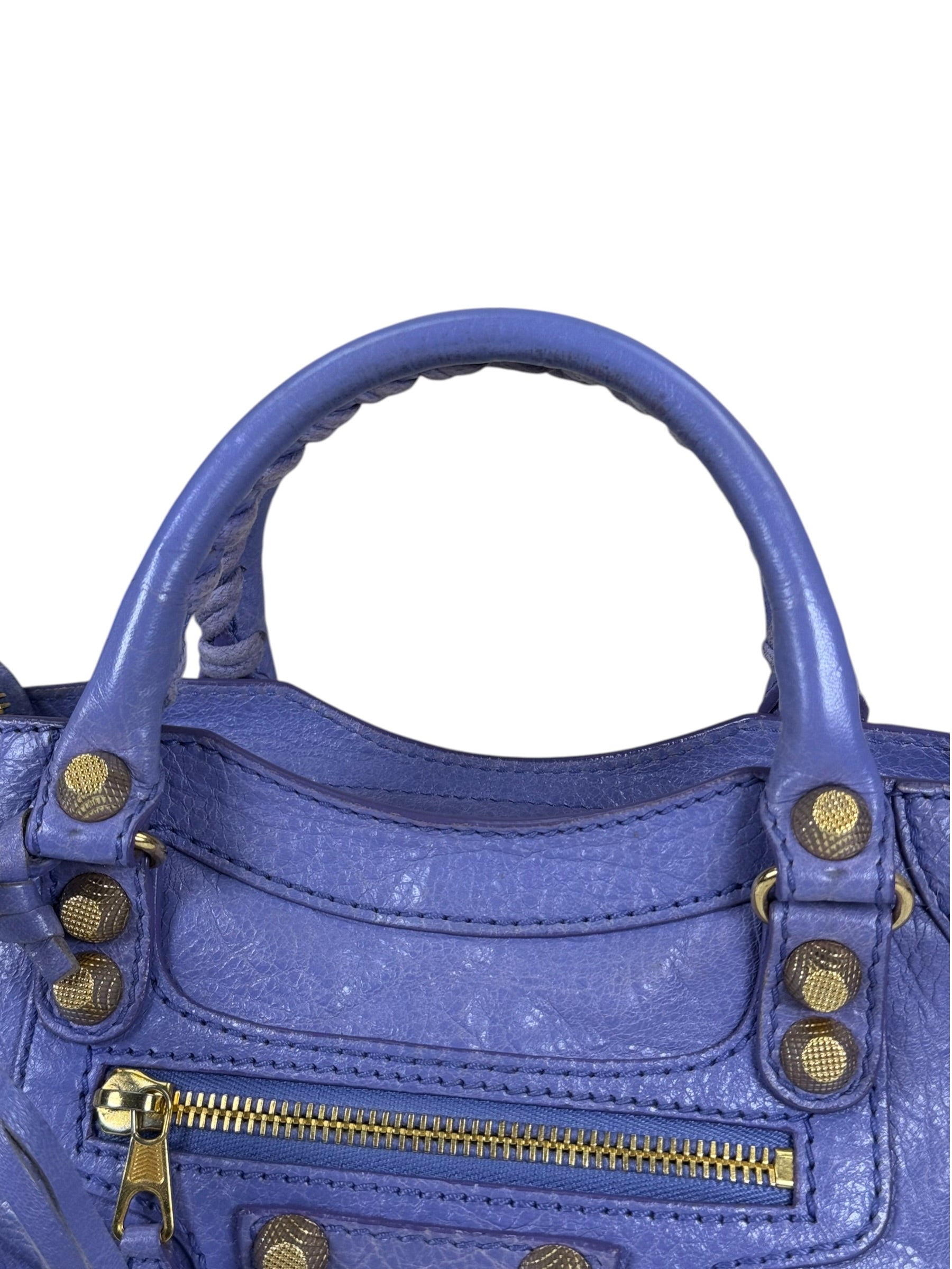 Balenciaga Purple Lambskin Moto City Two-Way Bag