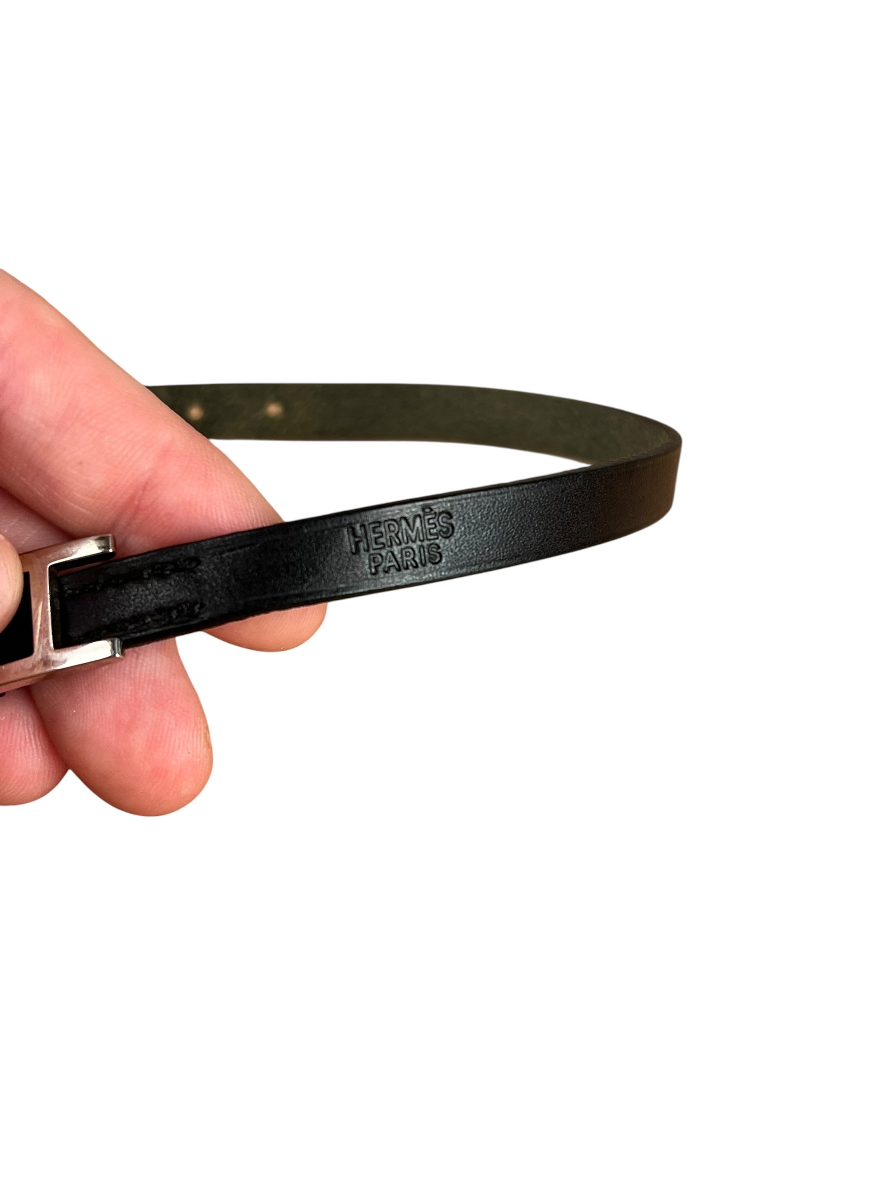 Hermes Black/Silver Behapi Leather Bracelet
