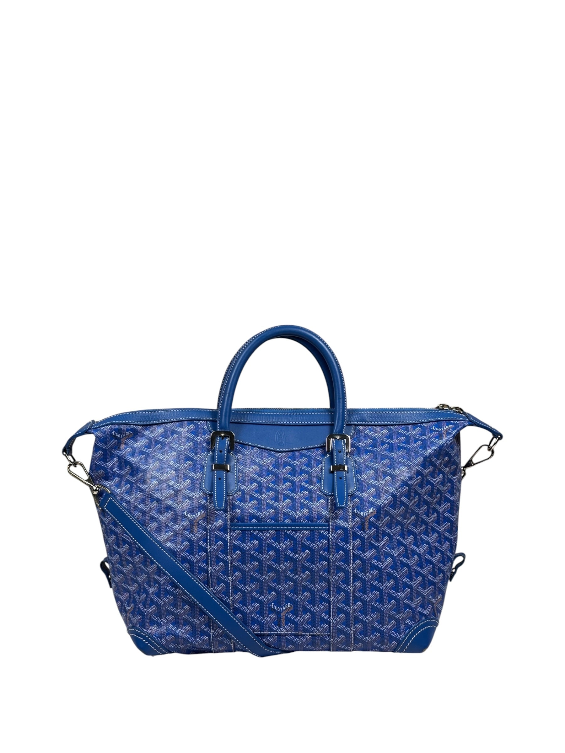 Goyard Blue Leather Goyardine Coated Canvas Shoulder Bag