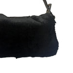 Fendi Black Shearling/Leather Trim Baguette