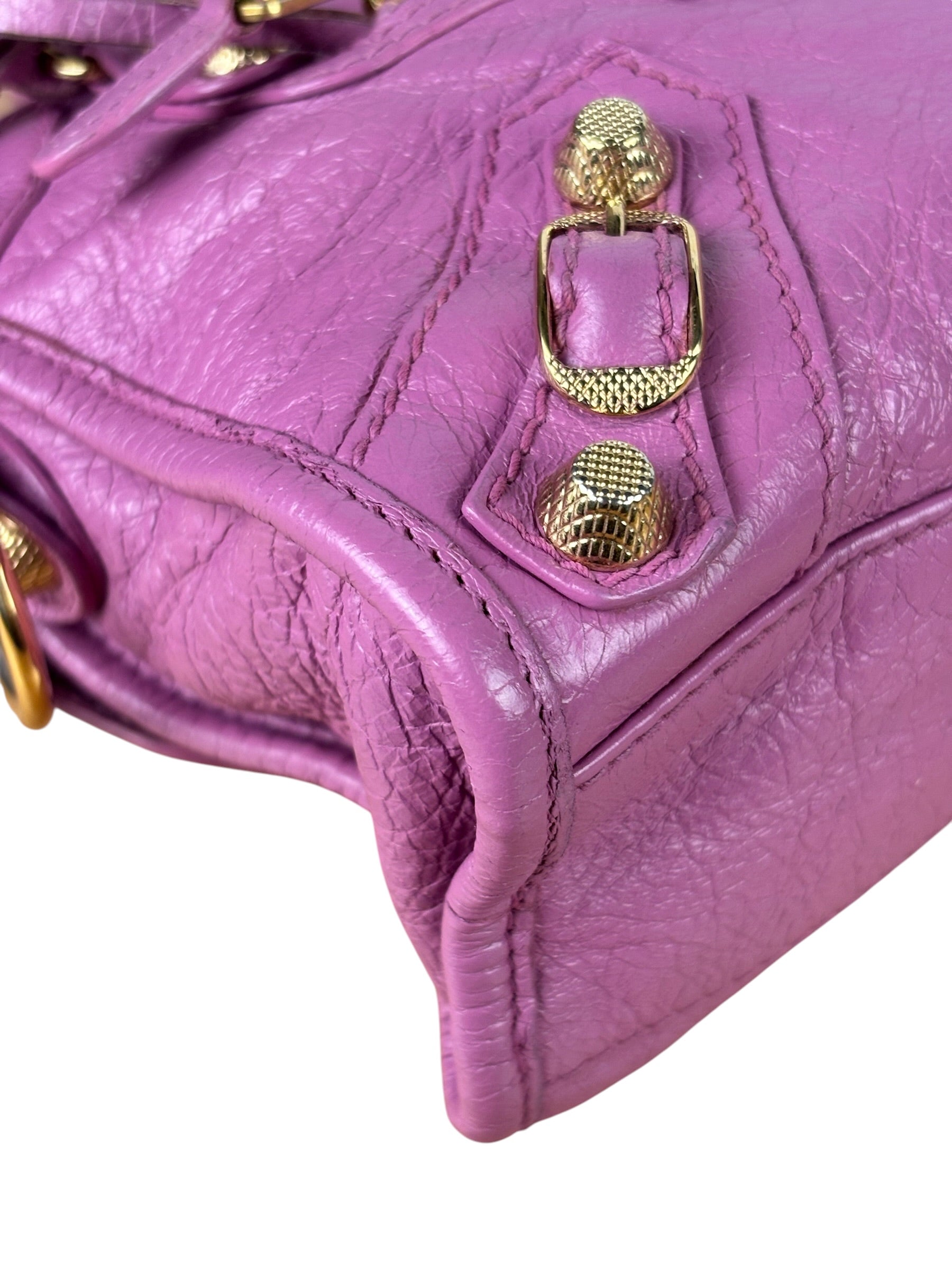 Balenciaga Purple Leather Velo Moto Two-Way Bag