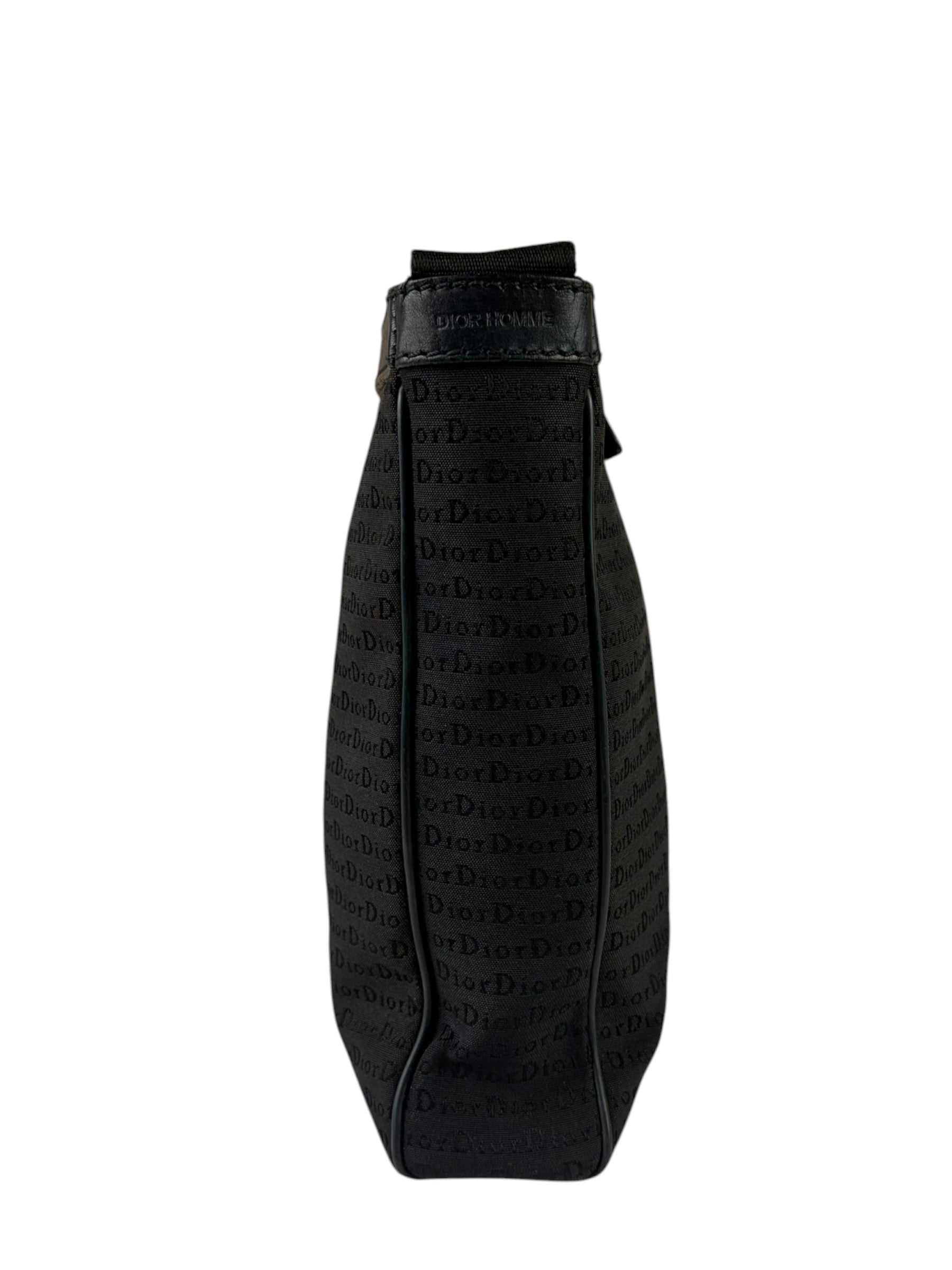 Christian Dior Black Leather Trim Canvas Dior Print Crossbody Bag