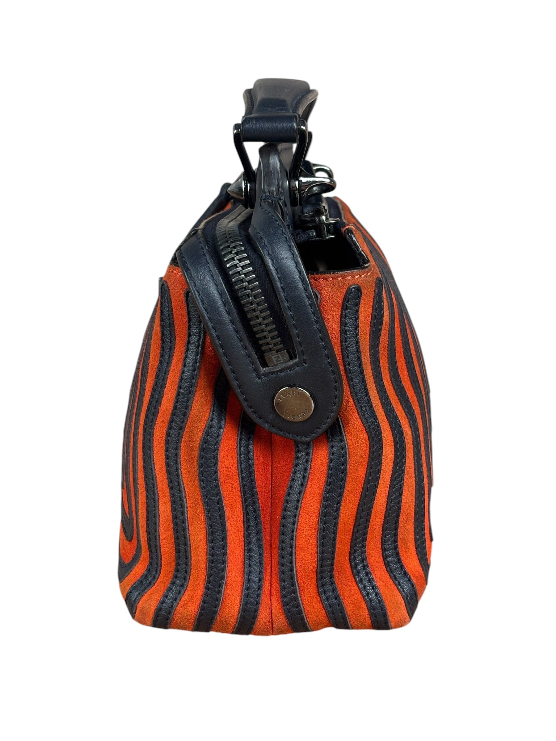 Fendi DotCom Click Striped Hypnotic Suede 2 Way
