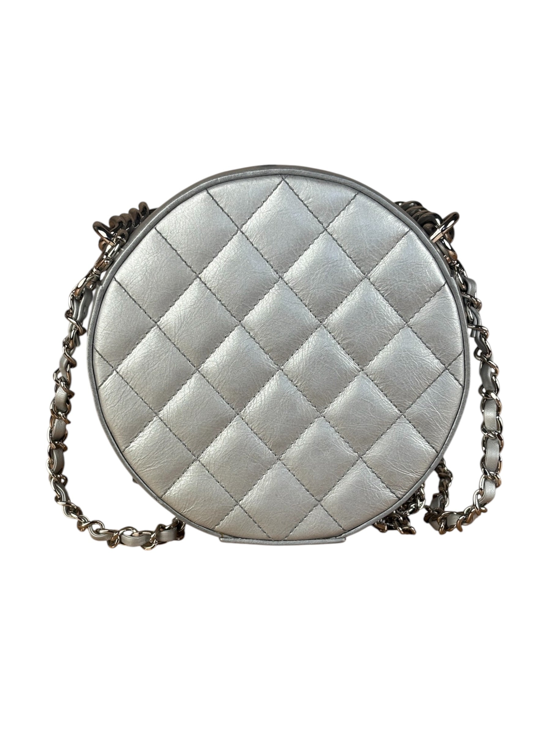 Chanel Silver CC Round as Earth Chain 2Way Bag (Authentic Limited Edition Sample)