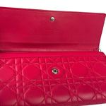 Christian Dior Pink Quilted Lambskin Lady Dior Wallet On Chain