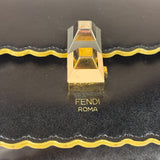 Fendi Black Leather Kan I Scallop Edge Flap Bag