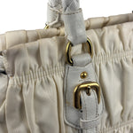 Prada Y2K Ivory Gaufre Nylon Woven Leather 2Way Mini Handbag