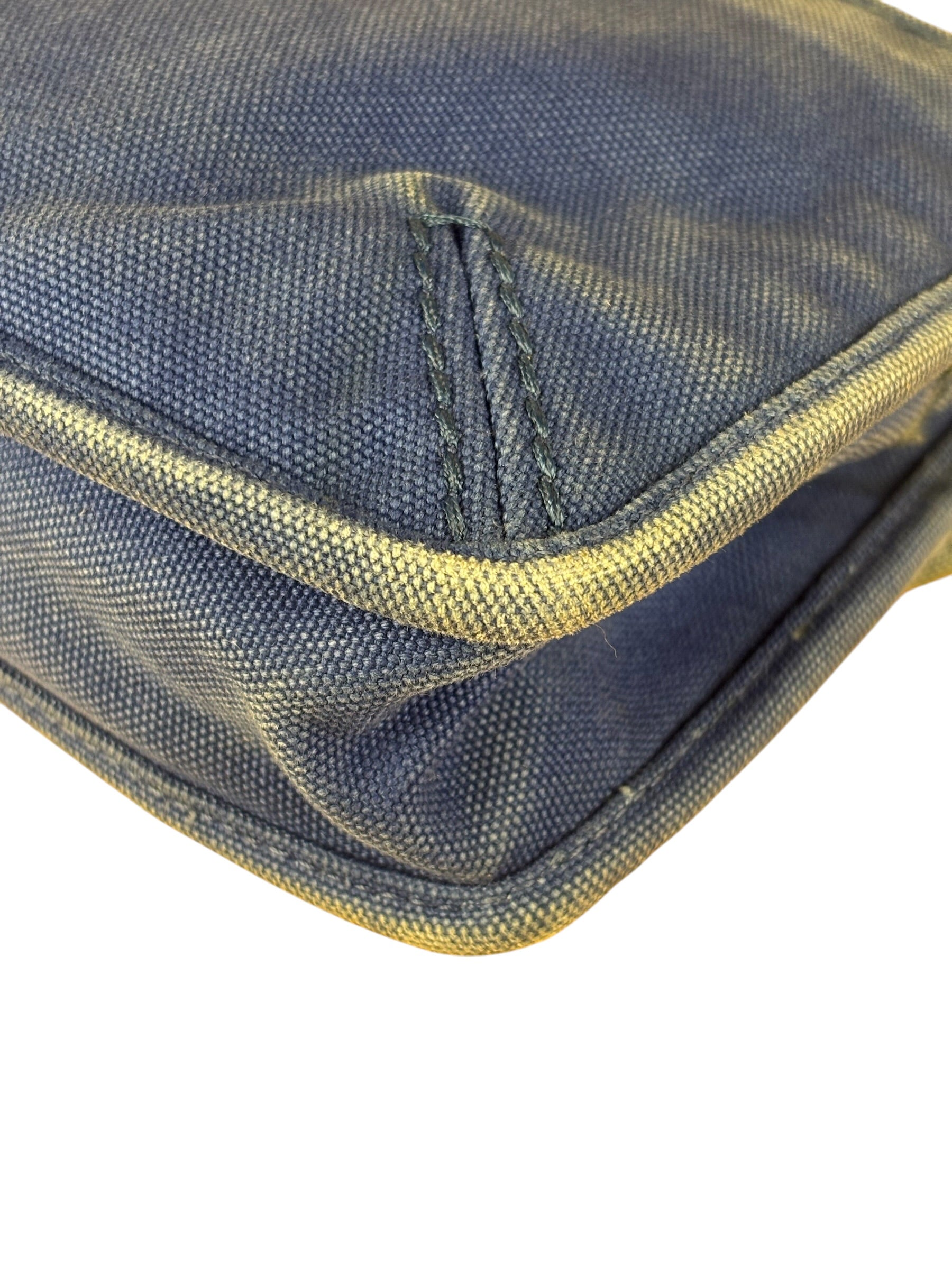 Prada Vintage Cobalt Blue Canvas Flap Shoulder Bag