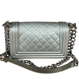 Chanel CC Silver Lambskin Quilted Boy Bag Red Stingray 2012