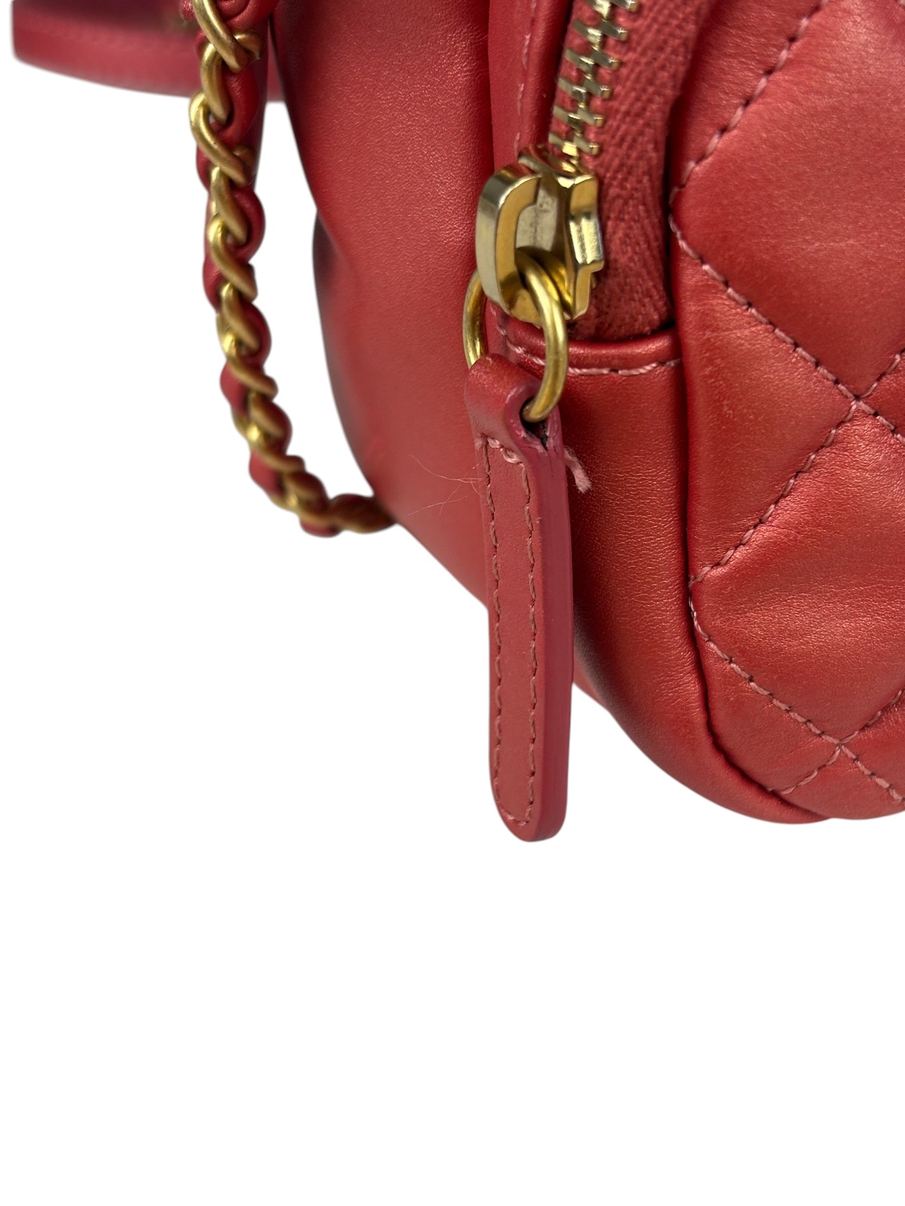 Chanel Pink Satin/Leather Trim Camera Bag 2019