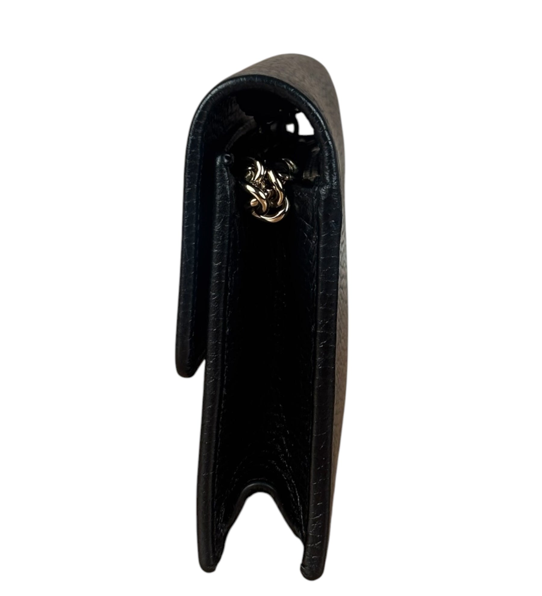 Gucci Black Interlocking G Leather Wallet on Chain