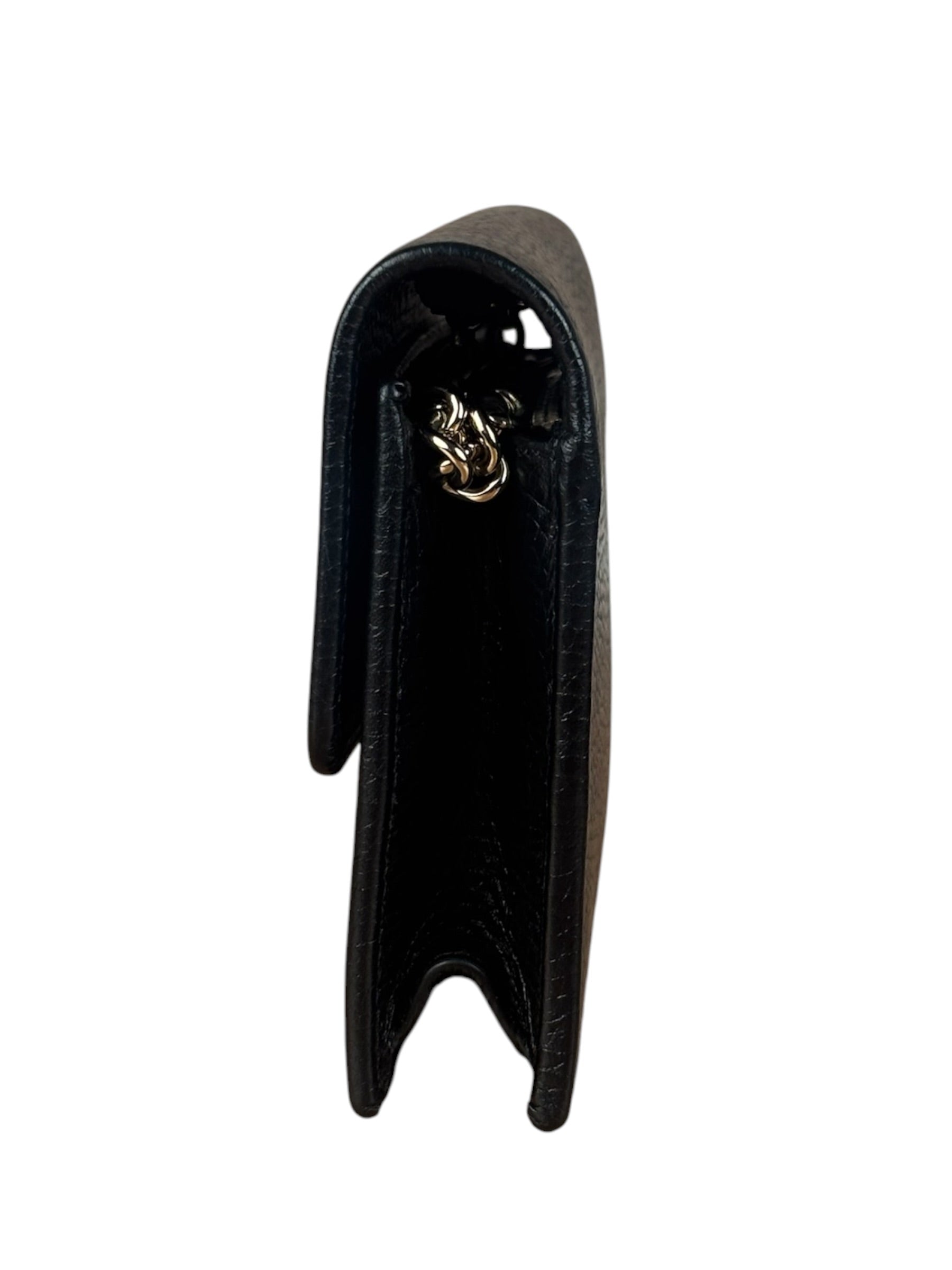 Gucci Black Interlocking G Leather Wallet on Chain